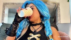 jinx cosplay eating fetish – belly sounds, burps and vore fantasy