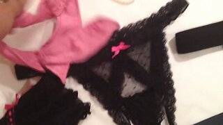 My sisters kinky crotchless panty collection