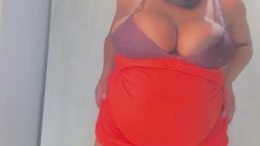 Close-up belly button fingering ,oiling and belly rubbing
