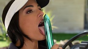 horny golf chick claudia bavel stretched out by instructors bbc gp2200