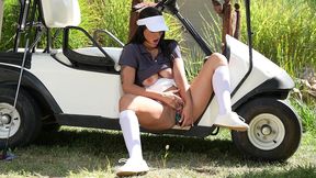 horny golf chick claudia bavel stretched out by instructors bbc gp2200