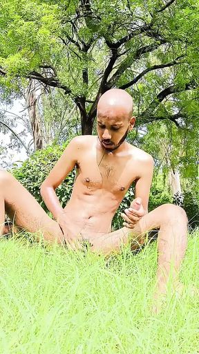 Alone in forest &amp; horny, take bath