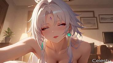 As soon as Feixiao saw my huge cock, she got all wet and begged me to make her my sex slave.[AI]