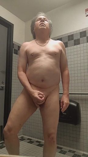 American Nudist: Stripped Naked and Cumming in Public Restroom