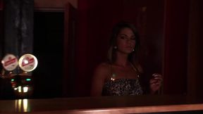 Hot brunette waitress gets hard anal fuck in a bar