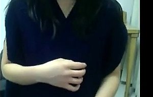 Horny asian masturbates in the library