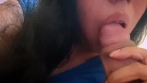 Old hunk's step-daughter gives a homemade blowjob