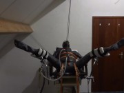Milked on the gynchair in full rubber