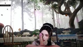 Asian Goddess gets black cock deepthroat and doggystyle