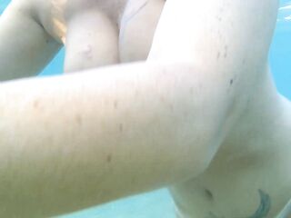 Astounding public beach water screw with underwater fellatio