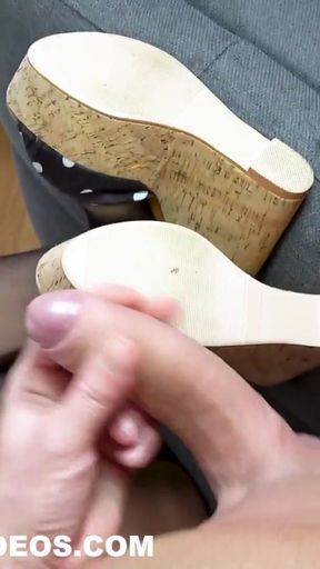 FOOTJOB WITH CORK HEELS BY LINAMILA german teen   Clip 1
