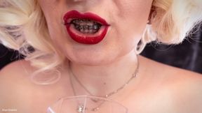 JOI video. FemDom POV. Saliva and humiliatrix: you suck strap-on (by Arya Grander)
