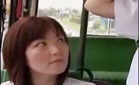 Hot Japanese Uncensored Handjob Fun in the Bus