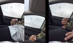 Cumming inside de car at rest place