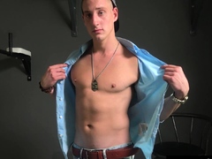 Handsome boy showing off his muscle body