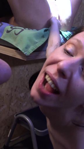 Gangbang Sex with German Cougar Slut with Tattoos and Small Tits Gets Her Mouth Stuffed at the Glory Hole