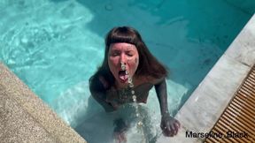 the master showered me with golden rain, fucked my ass, and cum on my face