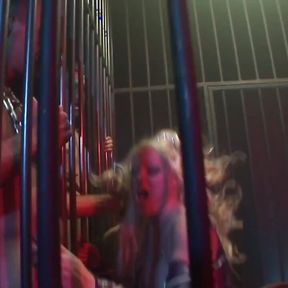 A Group of Men Give a Caged Blonde Slut an Unforgettable Double Penetration