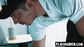 PlayingMen.com - Rocky Vallarta sucks and rides boss's thick cock for a promotion