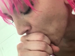 Petite amateur redheaded teen pisses and sucks cock