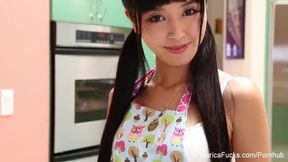 Asian hottie Marica Hase sucks and fucks a big black cock