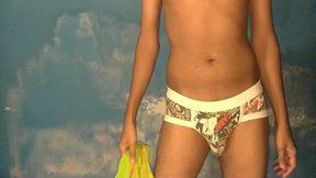 Gay Underwear Show of Sri Lankan Skiny Twink Boy, Asian Gay Boy Underwear Show