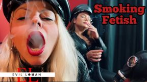 Evil Lohan: Double Domme human ashtray and gas mask (720)