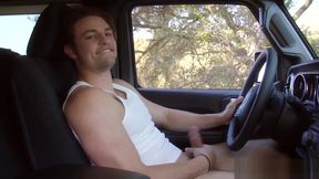 Twink spotted masturbating in his car by horny stranger