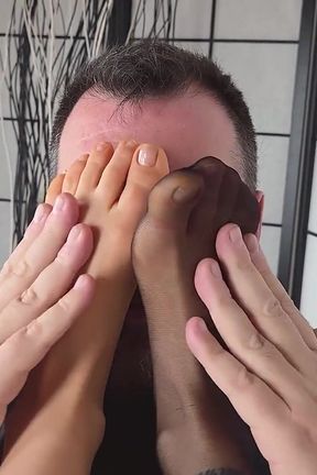 Naughty Diva Seduces a Stud Before Rubbing Her Yellowish Soles on His Face