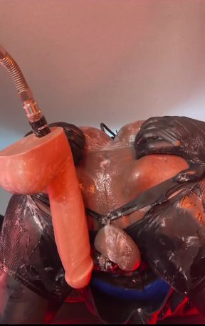 Femboy Gapes Hole with Mr Hankey Dildo - Deep Anal Fuck Machine Session