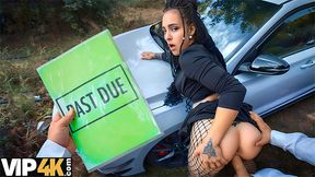 Alexa Throat and Jack 23 in Public: Double Debtor in Panties & Stockings