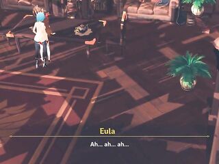 Amber banged by Shemale hentai Eula - Genshin Impact