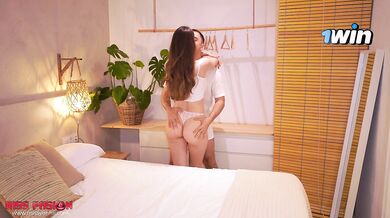 My stepsister in a Hello Kitty thong turns me on... I eat her pussy and she rides my cock