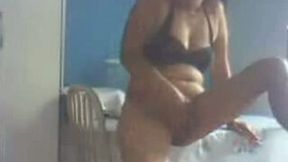 Busty Brazilian milfie brunette flashing her boobies on webcam