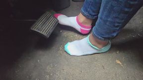 Chrissy pedal pumping in socks
