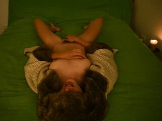 hot amateur masturbating and moan on the couch wearing fur coat