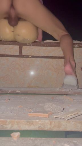 When I went to see the place under construction, I was horny and had to take a doll to fuck.   Clip 1
