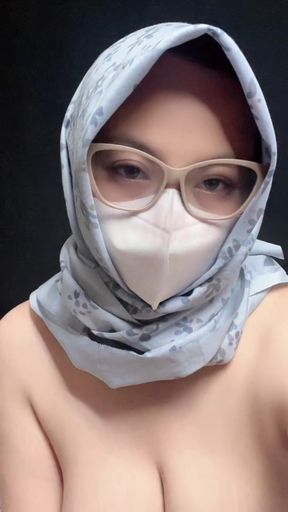 Beautiful hijab girl with white bra masturbates