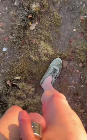 Daytime Naked walk in the woods , cold and windy