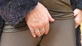 Masturbating Anal Play & Finger Fucking Close up Outdoors in Tights & High Heels