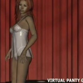 3D virtual stripper in tight white panties