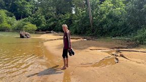 accidental homemade sex in public beach - handjob and outdoor cumshot