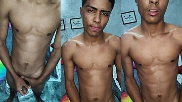 Novinho safadinho mandei ele tocar uma e gozar gostoso