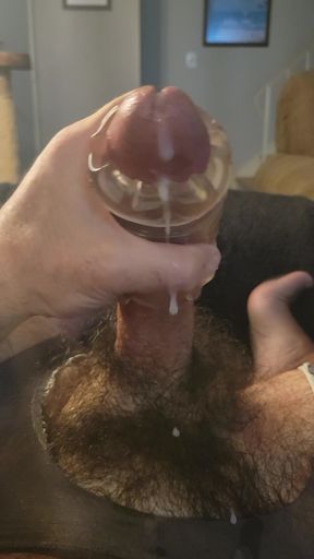 Jacking off in new nylons with dick toy