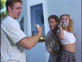 Sexy cock sucking babe takes dick in cunt and ass in FMM 3way then gets jizzed