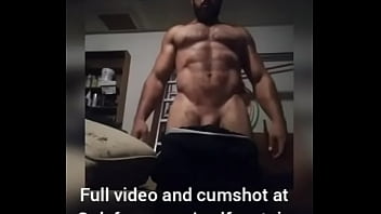 Hot Bodybuilder Flexing Nude and Jerking off Big Dick in the Garage