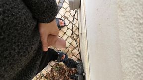 Guy Filming Himself Wanking Outside From Eye View Perspective