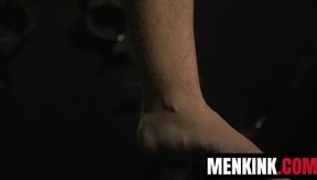 Perv Johnny Hill insanely rams restrained Luke Hudsons juicy throat