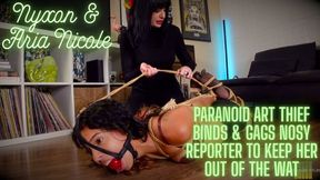 Nyxon & Aria Nicole Paranoid Art Thief Binds & Gags Nosy Reporter To Keep Her Out Of The Way 720p