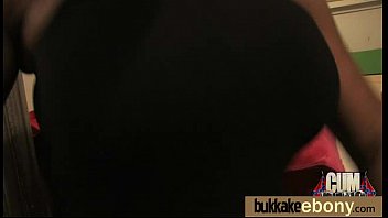 Ebony Cum Slut Hottie Bukkake Party 3